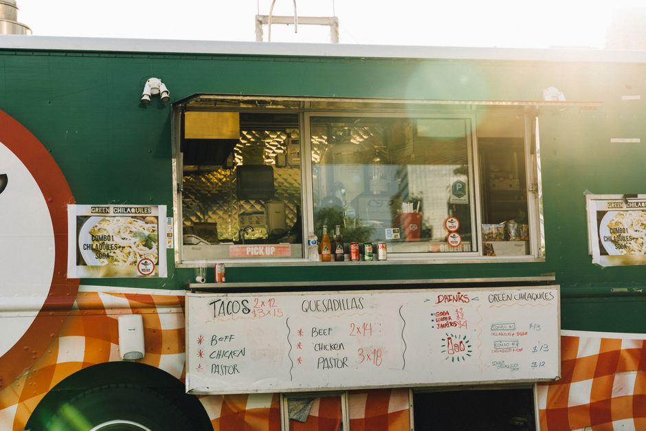 Our taco truck parked on the corner