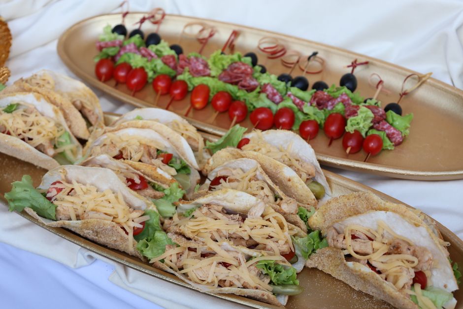 A taco bar set up at a private event